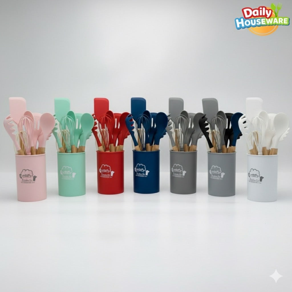 Daily Houseware Silicone Kitchen Utensil Set – 11-Piece Non-Stick Cooking Essentials